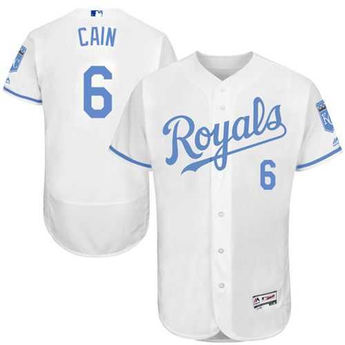 Kansas City Royals #6 Lorenzo Cain White Flexbase Authentic Collection Father's Day Stitched MLB Jersey