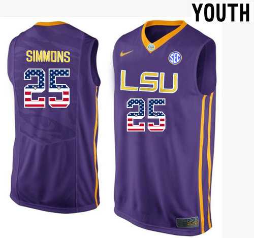 LSU Tigers #25 Ben Simmons Purple Youth College Basketball Jersey