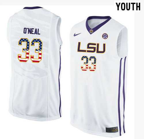 LSU Tigers #33 Shaquille O'Neal White Youth College Basketball Jersey