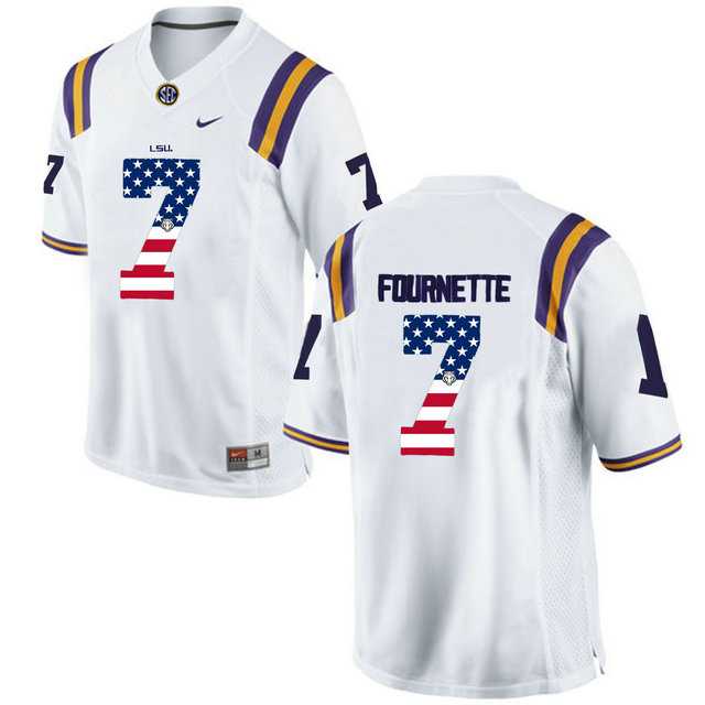 LSU Tigers #7 Leonard Fournette White USA Flag College Football Limited Jersey