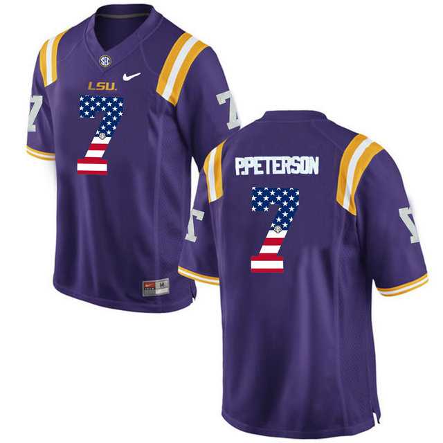 LSU Tigers #7 Patrick Peterson Purple USA Flag College Football Limited Jersey