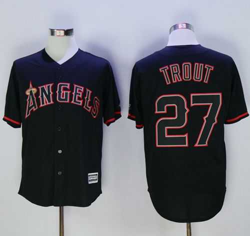 Los Angeles Angels Of Anaheim #27 Mike Trout Black New Cool Base Fashion Stitched MLB Jersey