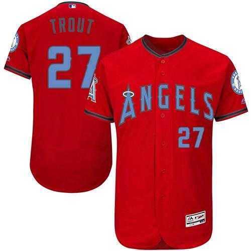 Los Angeles Angels Of Anaheim #27 Mike Trout Red Flexbase Authentic Collection Father's Day Stitched MLB Jersey