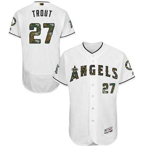 Los Angeles Angels Of Anaheim #27 Mike Trout White Flexbase Authentic Collection Memorial Day Stitched MLB Jersey