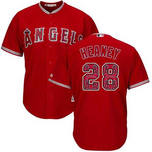 Los Angeles Angels Of Anaheim #28 Andrew Heaney Red Team Logo Fashion Stitched MLB Jersey