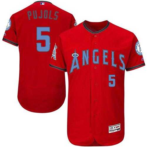 Los Angeles Angels Of Anaheim #5 Albert Pujols Red Flexbase Authentic Collection Father's Day Stitched MLB Jersey