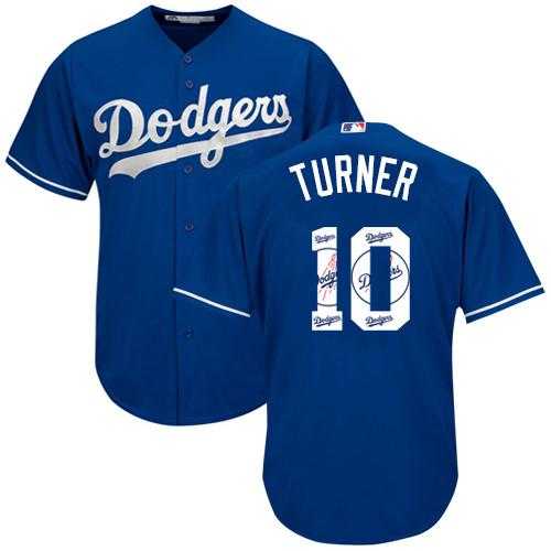 Los Angeles Dodgers #10 Justin Turner Blue Team Logo Fashion Stitched MLB Jersey