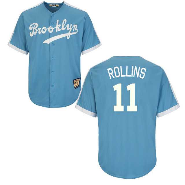 Los Angeles Dodgers #11 Jimmy Rollins Light Blue Cooperstown Throwback Stitched Baseball Jersey