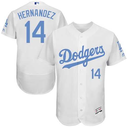 Los Angeles Dodgers #14 Enrique Hernandez White Flexbase Authentic Collection Father's Day Stitched MLB Jersey
