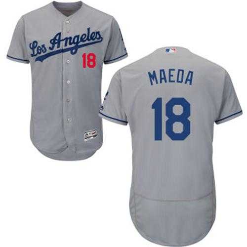 Los Angeles Dodgers #18 Kenta Maeda Grey Flexbase Authentic Collection Stitched MLB Jersey