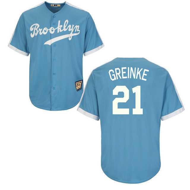 Los Angeles Dodgers #21 Zack Greinke Light Blue Cooperstown Throwback Stitched Baseball Jersey