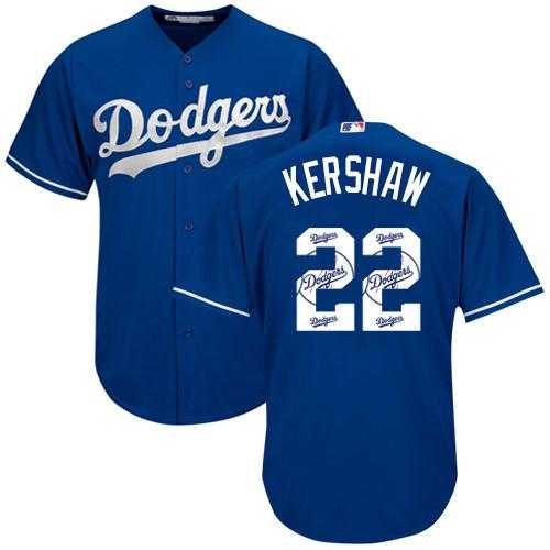 Los Angeles Dodgers #22 Clayton Kershaw Blue Team Logo Fashion Stitched MLB Jersey