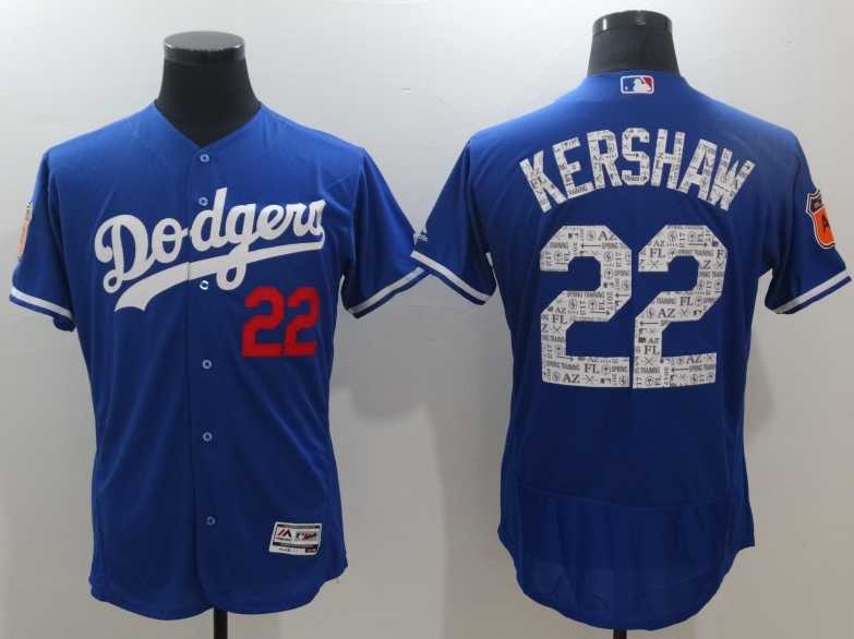 Los Angeles Dodgers #22 Clayton Kershaw Royal 2017 Spring Training Flexbase Authentic Collection Stitched Baseball Jersey