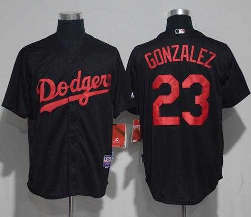 Los Angeles Dodgers #23 Adrian Gonzalez Black Strip Stitched Baseball Jersey