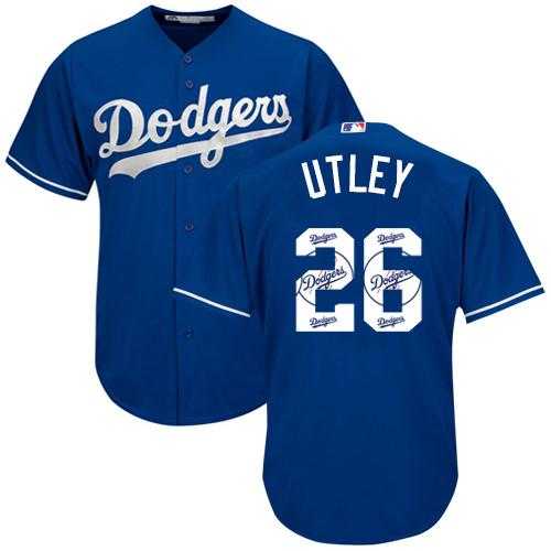 Los Angeles Dodgers #26 Chase Utley Blue Team Logo Fashion Stitched MLB Jersey