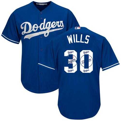 Los Angeles Dodgers #30 Maury Wills Blue Team Logo Fashion Stitched MLB Jersey