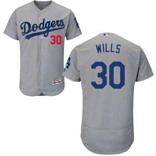 Los Angeles Dodgers #30 Maury Wills Grey Flexbase Authentic Collection Stitched MLB Jersey