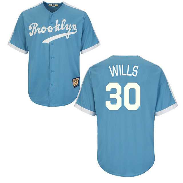 Los Angeles Dodgers #30 Maury Wills Light Blue Cooperstown Throwback Stitched Baseball Jersey