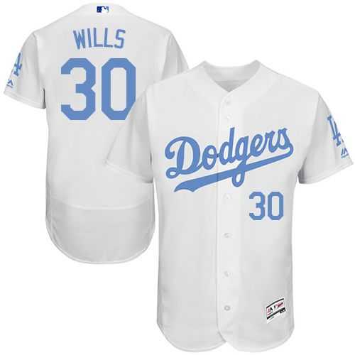 Los Angeles Dodgers #30 Maury Wills White Flexbase Authentic Collection Father's Day Stitched MLB Jersey
