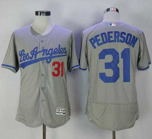 Los Angeles Dodgers #31 Joc Pederson Grey Flexbase Authentic Collection Road Stitched MLB Jersey