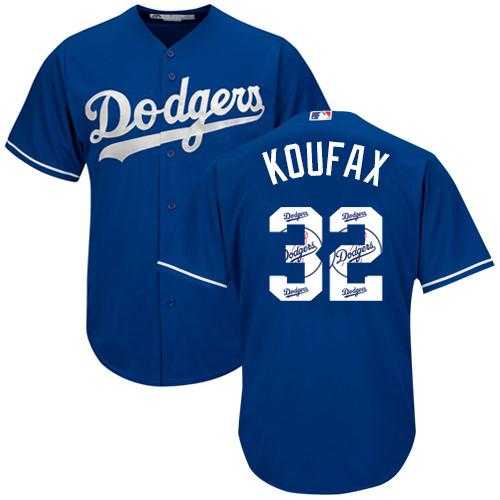 Los Angeles Dodgers #32 Sandy Koufax Blue Team Logo Fashion Stitched MLB Jersey