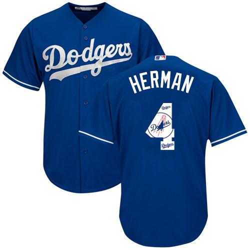 Los Angeles Dodgers #4 Babe Herman Blue Team Logo Fashion Stitched MLB Jersey