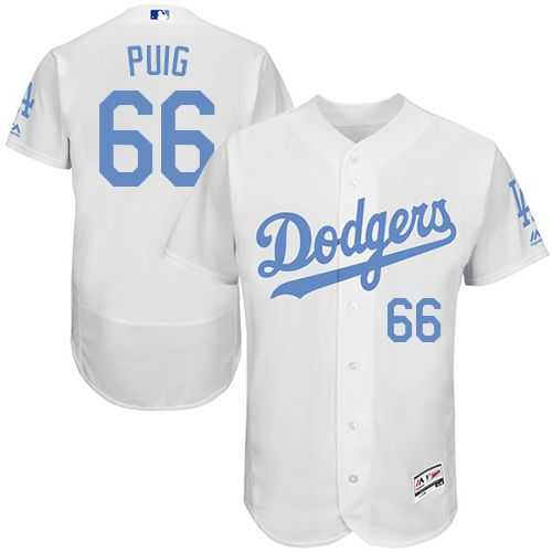 Los Angeles Dodgers #66 Yasiel Puig White Flexbase Authentic Collection Father's Day Stitched MLB Jersey