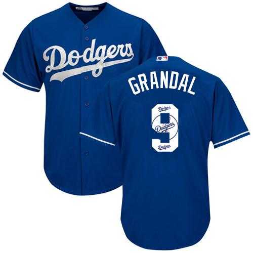 Los Angeles Dodgers #9 Yasmani Grandal Blue Team Logo Fashion Stitched MLB Jersey
