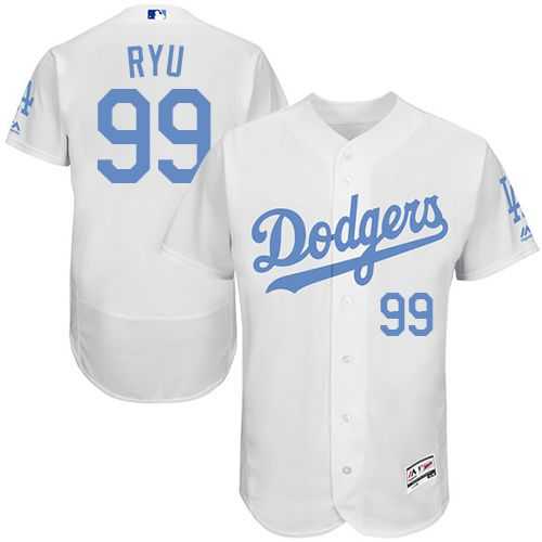 Los Angeles Dodgers #99 Hyun-Jin Ryu White Flexbase Authentic Collection Father's Day Stitched MLB Jersey