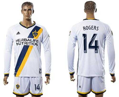 Los Angeles Galaxy #14 Rogers Home Long Sleeves Soccer Club Jersey