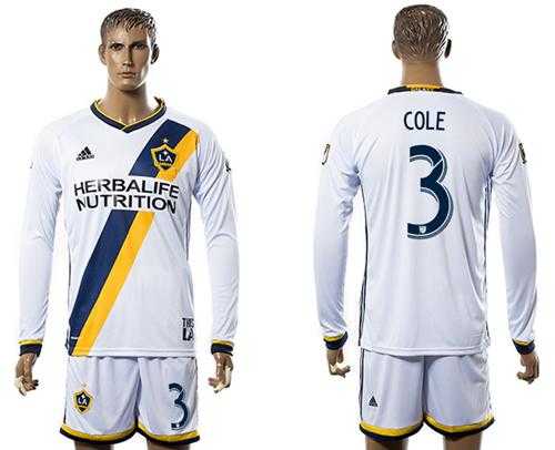 Los Angeles Galaxy #3 Cole Home Long Sleeves Soccer Club Jersey