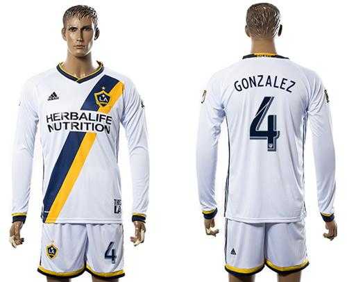 Los Angeles Galaxy #4 Gonzalez Home Long Sleeves Soccer Club Jersey