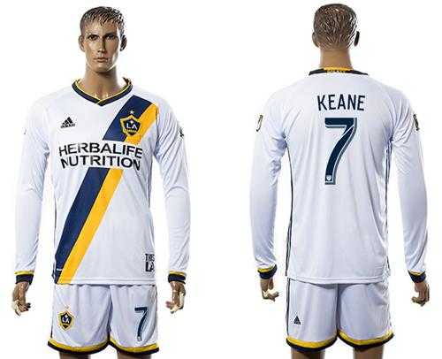 Los Angeles Galaxy #7 Keane Home Long Sleeves Soccer Club Jersey