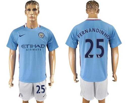 Manchester City #25 Fernandinho Home Soccer Club Jersey