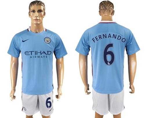 Manchester City #6 Fernando Home Soccer Club Jersey