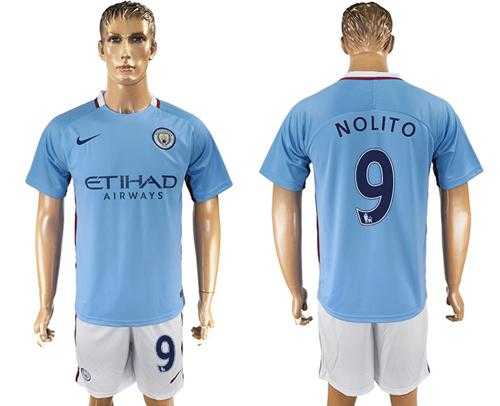 Manchester City #9 Nolito Home Soccer Club Jersey