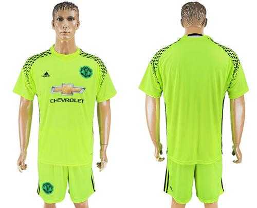 Manchester United Blank Shiny Green Goalkeeper Soccer Club Jersey