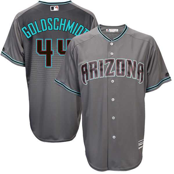 Men's Arizona Diamondbacks #44 Paul Goldschmidt Majestic Gray Turquoise 2017 Cool Base Jersey