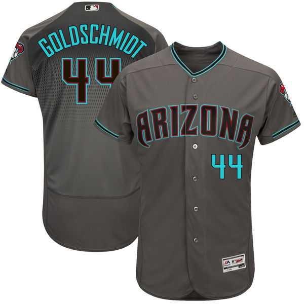 Men's Arizona Diamondbacks #44 Paul Goldschmidt Majestic Gray Turquoise 2017 Flex Base Authentic Jersey Men's Arizona Diamondbacks #44 Paul Goldschmidt Majestic Gray Turquoise 2017 Flex Base Authentic Jersey