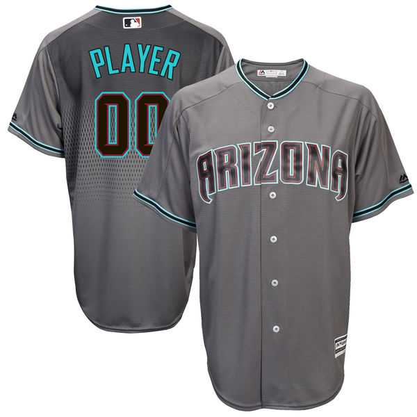 Men's Arizona Diamondbacks Majestic Gray Turquoise 2017 Cool Base Custom Jersey Men's Arizona Diamondbacks Majestic Gray Turquoise 2017 Cool Base Custom Jersey