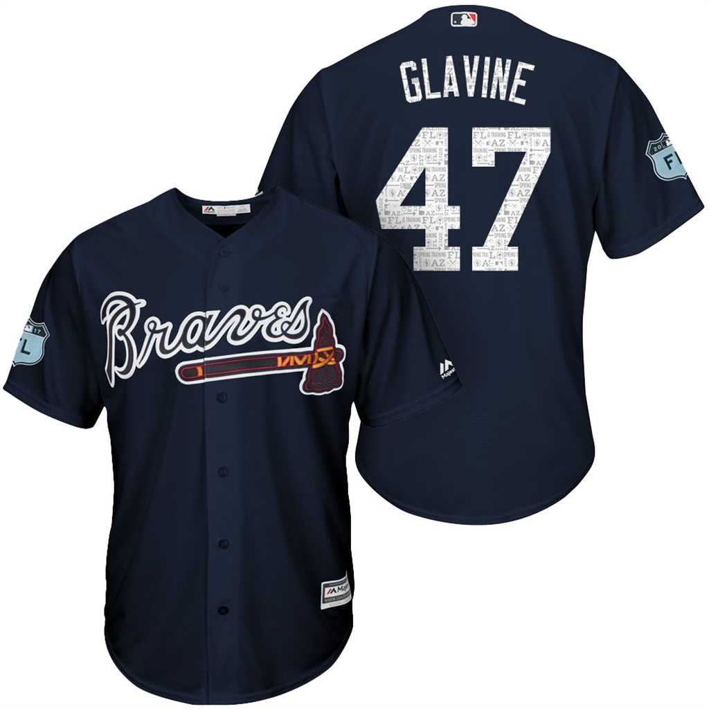 Men's Atlanta Braves #47 Tom Glavine 2017 Spring Training Cool Base Stitched MLB Jersey