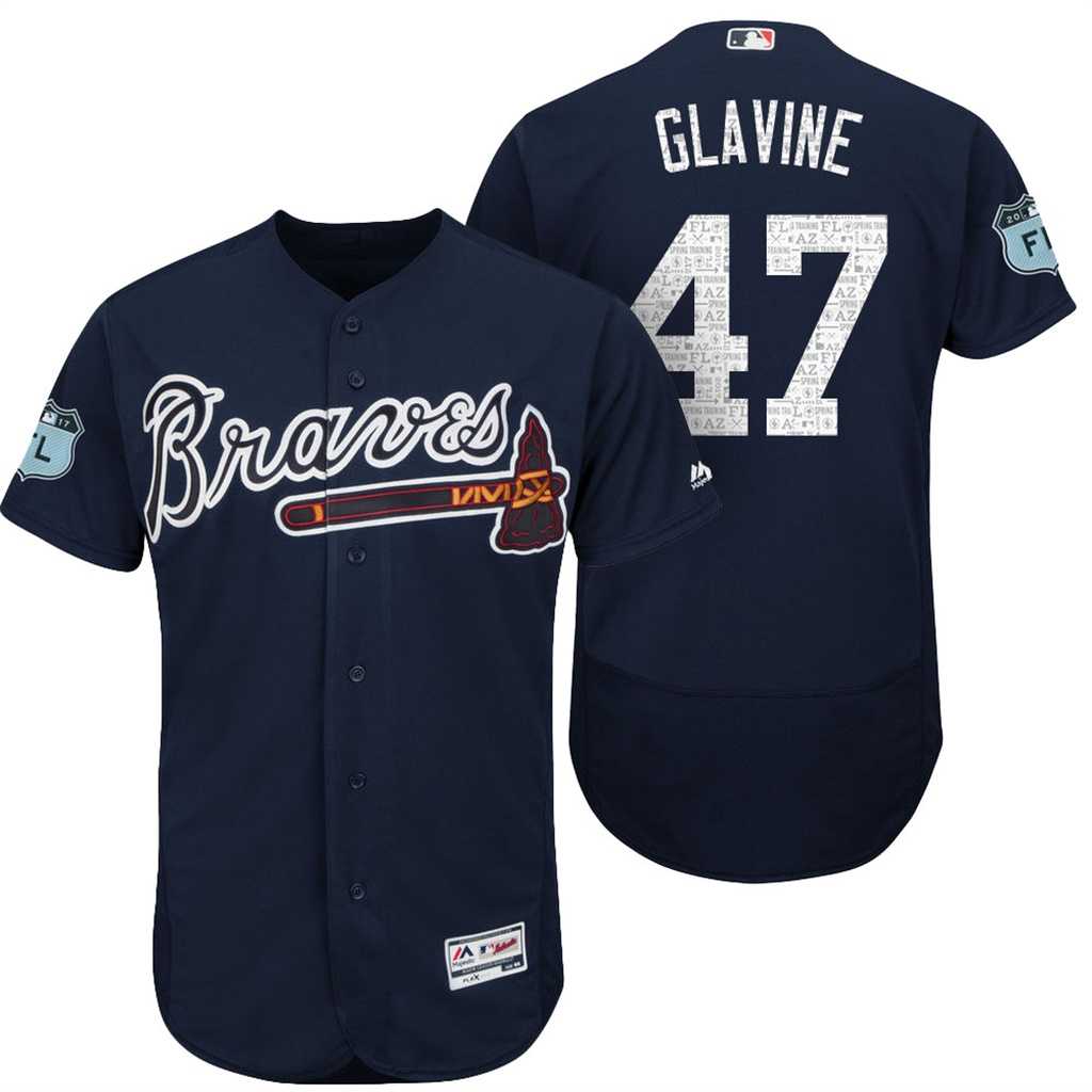 Men's Atlanta Braves #47 Tom Glavine 2017 Spring Training Flex Base Authentic Collection Stitched Baseball Jersey