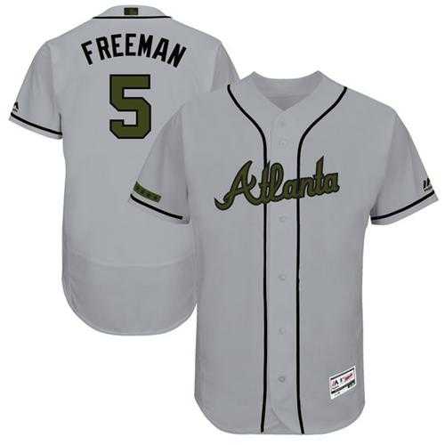 Men's Atlanta Braves #5 Freddie Freeman Grey Flexbase Authentic Collection Memorial Day Stitched MLB Jersey