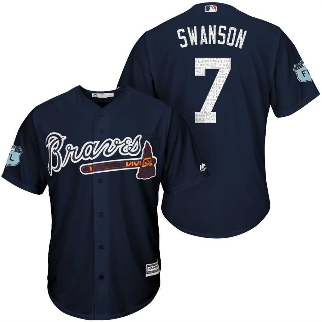 Men's Atlanta Braves #7 Dansby Swanson 2017 Spring Training Cool Base Stitched MLB Jersey