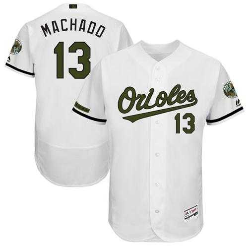 Men's Baltimore Orioles #13 Manny Machado White Flexbase Authentic Collection Memorial Day Stitched MLB Jersey