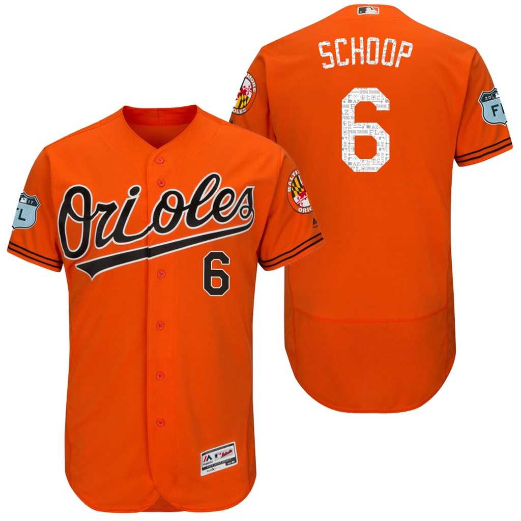 Men's Baltimore Orioles #6 Jonathan Schoop 2017 Spring Training Flex Base Authentic Collection Stitched Baseball Jersey