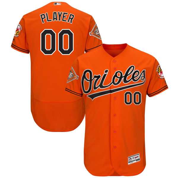 Men's Baltimore Orioles Majestic Alternate Orange 2017 Authentic Flex Base Custom Jersey with All-Star Game Patch