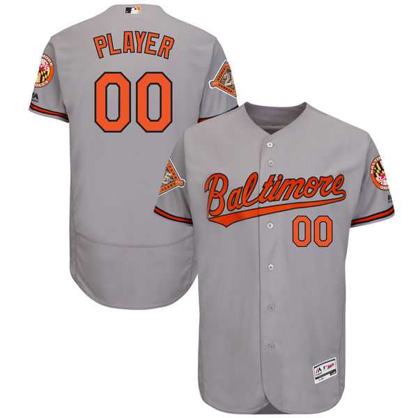 Men's Baltimore Orioles Majestic Road Gray 2017 Authentic Flex Base Custom Jersey with All-Star Game Patch