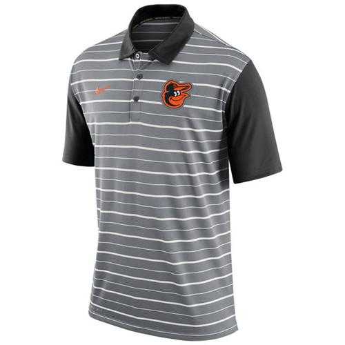 Men's Baltimore Orioles Nike Gray Dri-FIT Stripe Polo