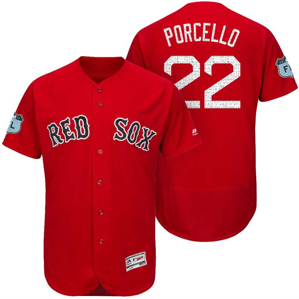 Men's Boston Red Sox #22 Rick Porcello 2017 Spring Training Flex Base Authentic Collection Stitched Baseball Jersey